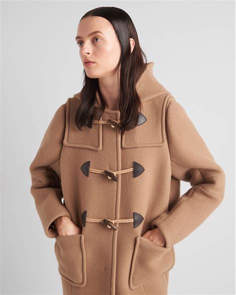 prada duffel coat|Camel Brown Long Velour Duffle Coat .